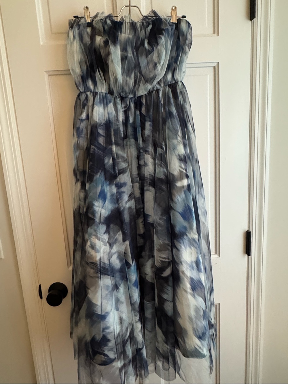 NWT SACHIN AND BABI Marni Strapless Midi-Dress, Blue Ikat, Size 2